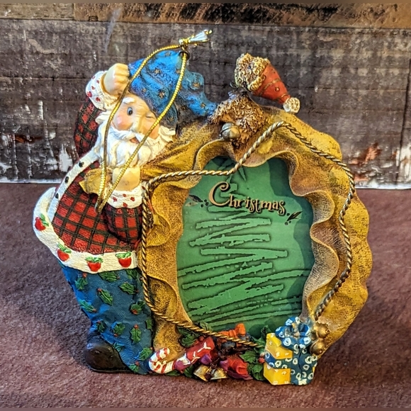 Vintage Two's Company Picture Frame Ornament With Santa - Picture 5 of 8
